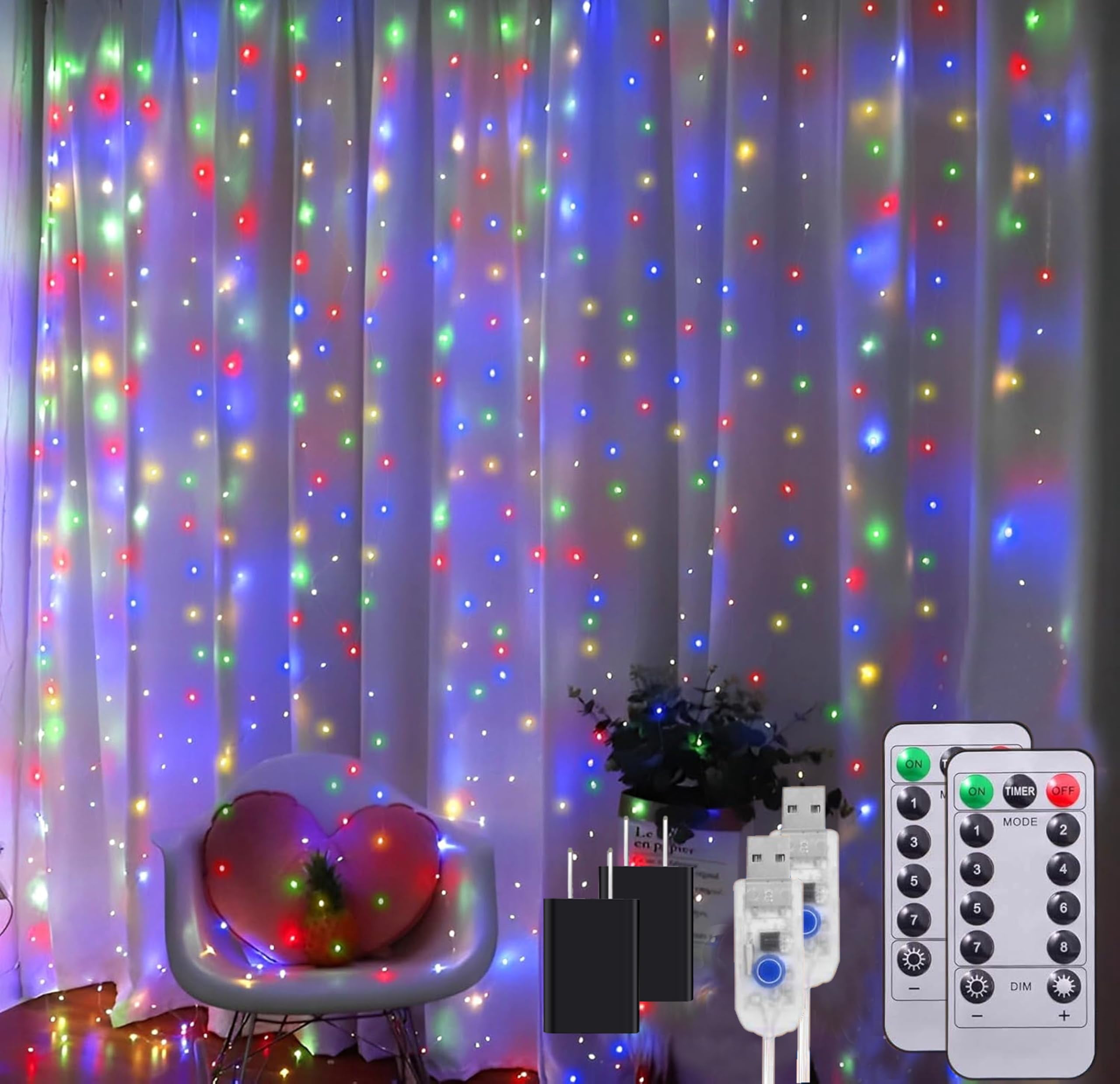 Fairy Lights Outdoor Waterproof, 2 Pack Total 72FT 200LED Battery Powered String Lights with 8 Modes Remote, Copper Wire Twinkle Lights for Bedroom Garden Backyard Patio Xmas Decoration Multicolor