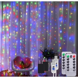 Fairy Lights Outdoor Waterproof, 2 Pack Total 72FT 200LED Battery Powered String Lights with 8 Modes Remote, Copper Wire Twinkle Lights for Bedroom Garden Backyard Patio Xmas Decoration Multicolor