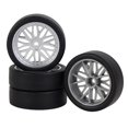 thumbnail image 1 of Milaget 4 Pack RC Car Rims And Tires Durable Tires 32mm Diameter Repalces for 1:18 Scale Sliver, 1 of 9