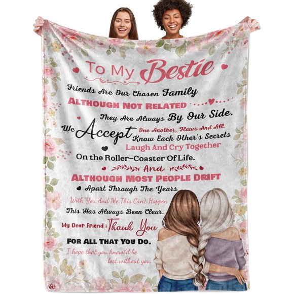 XZYG Couverture Cadeau Meilleure Amie Cadeau Meilleure Amie Cadeau d'Anniversaire pour Meilleure Amie Idée Cadeau d'Amitié pour Ma Meilleure Amie Cadeau pour Elle Jeté en Flanelle Douillet pour Lit Sofa Camping Canapé