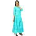 thumbnail image 4 of Bimba Women's 3/4 Sleeve Summer Cotton Maxi Dress Drawstring Waist, 4 of 7