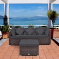 thumbnail image 3 of Gymax Ensemble de Conversation pour Patio en Rotin 4 Pcs Cour Extérieur avec Coussin Gris, 3 of 10