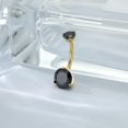 thumbnail image 4 of CabinCrafs 14G Belly Button Ring Titanium Belly Button Piercing Belly Ring Internally Threaded Navel Piercing Jewelry Gold-Black CZ, 4 of 5