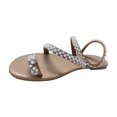 thumbnail image 2 of LSLJS Sandales de Plage Plates pour Femmes, Décontractées pour les Vacances, à Bout Ouvert, avec Strass, 2 of 3