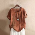 thumbnail image 5 of Birdeem Femmes Manches Courtes Décontracté Col Rond Imprimé Ample Bouton Tunique Chemise Blouse Hauts, 5 of 5