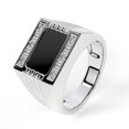 thumbnail image 2 of RYLOS Men's Rings 14K White Gold Designer Onyx Ring With Diamonds and  Black Onyx Rings For Men Size 10, 2 of 6