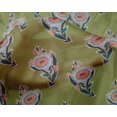 thumbnail image 4 of oneOone Silk Tabby Fabric Leaves & Floral Block Printed Fabric 1 Yard 42 Inch Wide, 4 of 4