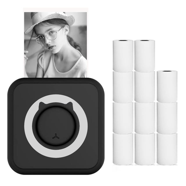 All-in-one Photo Printer Multifunction Portable Printer Wireless Instant Printer Support Connection for Smartphone with 11 Paper Rolls 57mm Compatible with iOS Android B-1