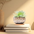 thumbnail image 3 of Circular Glazed Ceramic Planter Set for Indoor Garden Display with Unique Kiln-Turned Color Blend Succulent Pots and Mini, 3 of 4