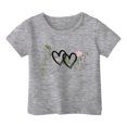 thumbnail image 1 of AJIWYH Uniforme pour Filles, Mode Garçon et Fille Décontractée Imprimée Col Rond Ample T-Shirt à Manches Courtes Haut, Polo pour Fille de 3-4 Ans, Gris, 1 of 3