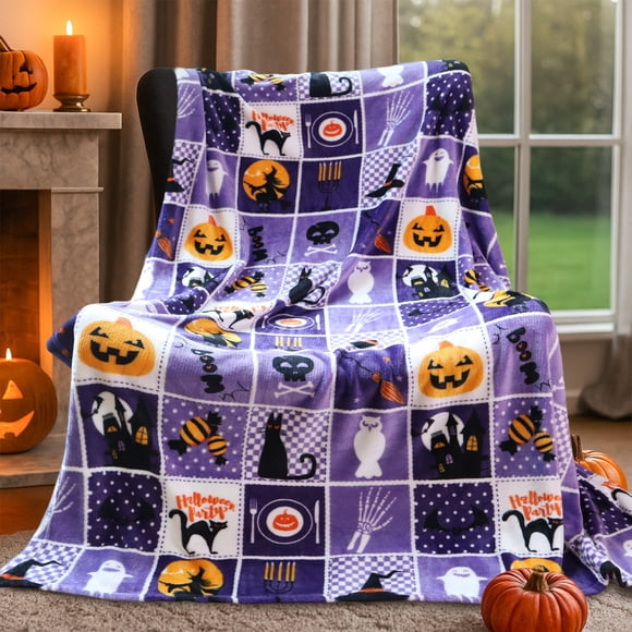 Gogreen Cozy Blanket Printed Blanket Throw Halloween Collection Blanket - 300 GSM Fleece Blanket Throw Size Blanket for Home Decoration Ultra Soft Blanket Microfiber Throw Blanket (Throw - 50 x 60 )