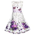 thumbnail image 1 of Robe Fille Violette Papillon Fleur Robe de Fête 7-8 Ans, 1 of 8