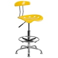 thumbnail image 1 of Vibrant Yellow and Chrome Drafting Stool with Tractor Seat, 1 of 9