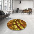 thumbnail image 4 of Ahgly Tapis Rond Lavable en Machine Intérieur Transitionnel Orange Or, 6 Pieds Rond, 4 of 7