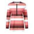 thumbnail image 4 of Chandails à Capuchon Mode pour Femmes 2023 Hauts Automne Manches Longues Ample Chandail à Enfiler Chemise Chic Décontracté Dames Rayé Col Rond Chandails 50 % de Rabais Liquidation Costumes d'Halloween/Noël, 4 of 5