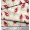 thumbnail image 2 of Soimoi Rayon Fabric Peacock Feather Printed Fabric 1 Yard 42 Inch Wide, 2 of 3