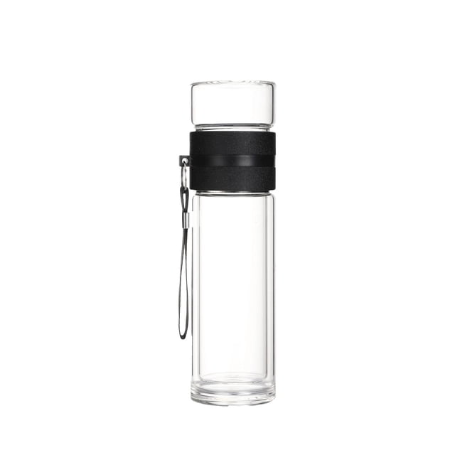 Home and Kitchen Glass Double Wall Water Bottle With Infuser Heat Proof Tea Separation Cup For Loose Leaf Tea Scald Layout Leakproof And Portable For Office Or Travel Use Kitchen Accessories