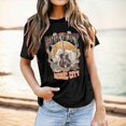 thumbnail image 2 of LUOGENLI T-shirts pour Femme pour Femmes T-Shirt Décontracté Imprimé à Col Rond Uni à Manches Courtes T-Shirt T-shirts pour Femmes T-Shirt Graphique Vêtements d'Été Noir TTG, 2 of 4