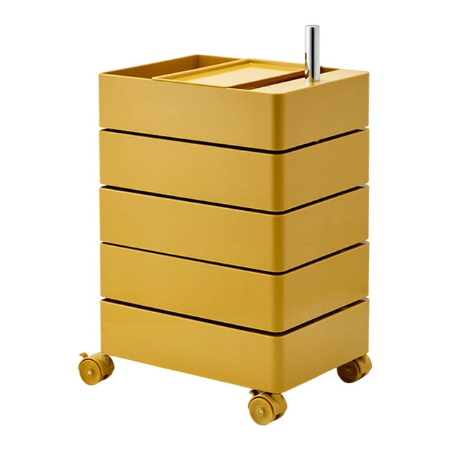 DOLITY Armoire de Rangement Roulante Chariot de Rangement Rotatif à 5 Niveaux pour Cuisine Dortoir Bureau Jaune