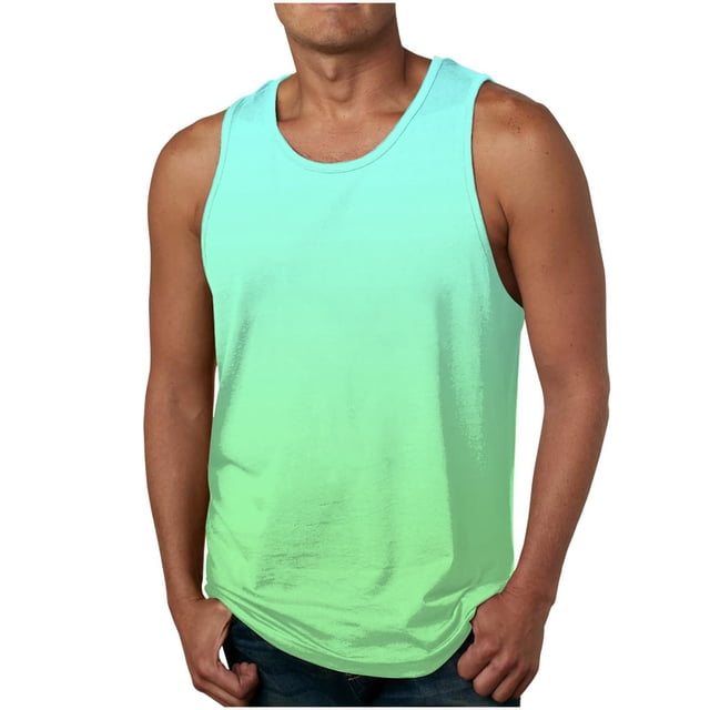 Styesk Débardeurs Homme Gilets Imprimés à Dégradé de Couleurs Décontractés Sans Manches à Col Rond T-shirt Débardeur