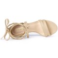 thumbnail image 4 of BLISSFUL STEP Women's Open Toe Color Block Lace Up Heel Sandals, 4 of 7