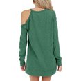 thumbnail image 4 of MY Women Solid Color Long Sleeve Cold Shoulder Side Split Casual Shirt, 4 of 4