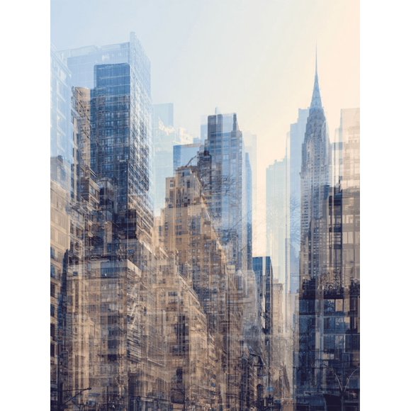 Qisvanset Abstract New York Skyline Canvas Print 12x16 Inch Apartment Decor