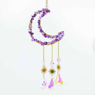 XZNGL Natural Amethyst Gravel Pendant Handwoven Catcher Wind Chime Lighting Pendant Decorative Gift