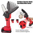 thumbnail image 5 of Mini Tronçonneuse Électrique 24v au Lithium Rechargeable Sans Fil pour le Travail du Bois, la Coupe et l'Élagage, Outil pour Jardin (Rouge), 5 of 5