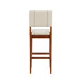 thumbnail image 4 of Linon Milano 30.5" Faux Leather & Wood Bar Stool in Cream/Walnut, 4 of 14
