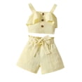thumbnail image 1 of XDZJLR Child Girls Outfits Ribbed Knit Button Front Camisole Crop Tops And Track Shorts 2 Summer Clothing Set Yellow 4-5 Years, 1 of 4