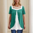 thumbnail image 2 of Timegard Hauts d'Été pour Femmes Grande Taille Col Carré en V Croisé Manches Courtes Décontracté Confortable Blouse, 2 of 6