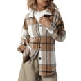 thumbnail image 2 of Women's Oversized Plaid Button Down Shirt Shacket Jacket Long Sleeve Casual Fall Outwear, 2 of 9
