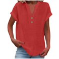 thumbnail image 1 of Hot Sale!! Mode Décontractée pour Femmes Col en V Boutonné Manches Courtes T-Shirt, 1 of 6