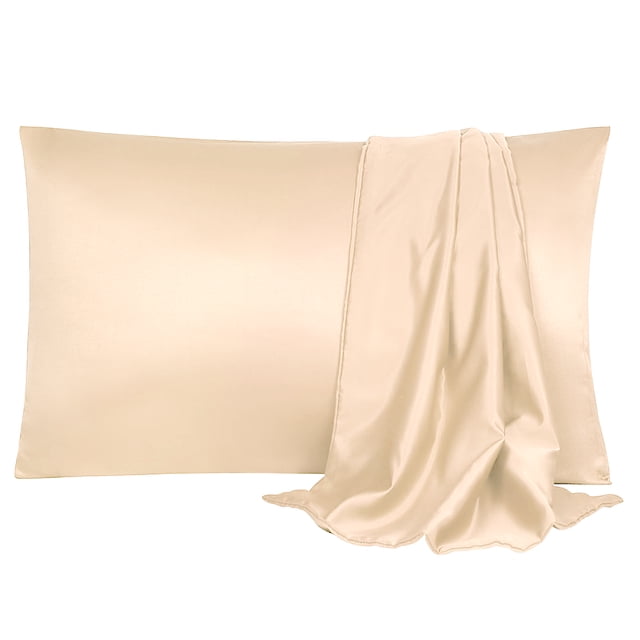 Unique Bargains Luxury Satin Pillowcase Cool Silk Pillow Case Cover 2pcs