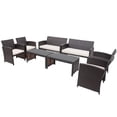 thumbnail image 1 of Patiojoy Ensemble de Meubles de Patio Extérieur 8 Pcs Canapés en Rotin Résistants aux Intempéries avec Coussin Doux Blanc, 1 of 8