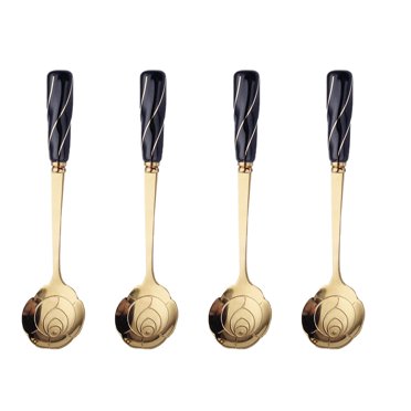 Weiweiguan 4pcs Delicate Flower-shaped Coffee Scoop Ice Cream Spoon Durable Dessert Spoon