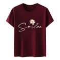 thumbnail image 4 of LUOGENLI T-shirts pour Femme pour Femmes T-shirts pour Femmes Motif Imprimé Tournesol Col Rond Manches Courtes T-Shirt Haut T-shirts pour Femmes T-Shirt Graphique Drôle Saint-Valentin Vin P, 4 of 6