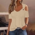 thumbnail image 3 of QIPOPIQ Women's Cold Shoulder Tops Short Sleeve V Neck T Shirts Basic Summer Tees Clearance, 3 of 7