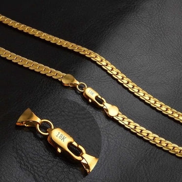 Collier Chaîne Serpent Plaqué Or Jaune 18K Massif pour Femmes et Hommes 20 Pouces