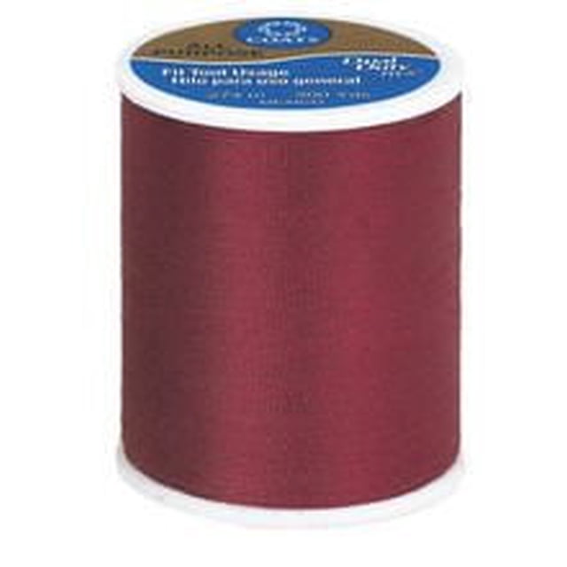 Coats & Clark™ All Purpose 100% Polyester Thread spool in dark red, 300 yards, medium-weight core-spun polyester suitable for machine or hand sewing on light to medium fabrics including cotton, denim, and knits, also ideal for crafts and quilting.