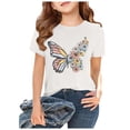 thumbnail image 2 of PMVFHDE T-Shirt Graphique Mignon pour Fille, Col Rond Décontracté, Manches Courtes, T-Shirt d'Été, Hauts, Blanc-A, 3-4 Ans, 2 of 7