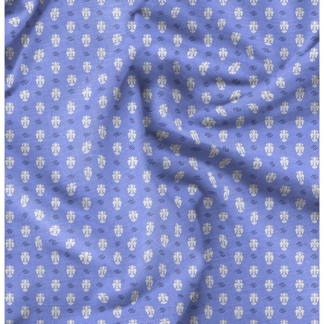 Soimoi Polyester Crepe Fabric Fleur_de_lis Damask Decor Fabric Printed Yard 42 Inch Wide