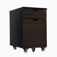 thumbnail image 1 of Desky Wooden Minimal Filing Cabinet - Black / Burnished Wood Laminate, 1 of 10