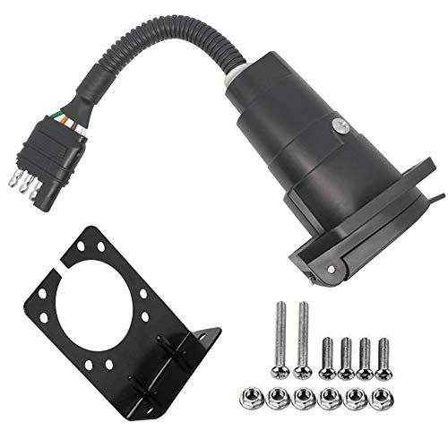 CARROFIX Adaptateur de Lumière de Camion Plat à Remorque Ronde à 7 Voies, Fiche Inversée avec Support de Montage
