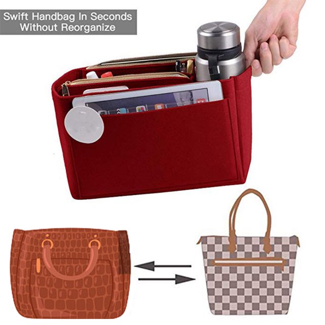 pitrice Felt Insert Bag Multi-functional Travel Cosmetic Bag For Girls On Go With Fine black L 30*15*16cm 2Set