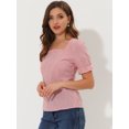 thumbnail image 3 of INSPIRE CHIC Blouse Haut à Encolure Carrée à Manches Courtes à Carreaux pour Femme P Rouge, 3 of 5