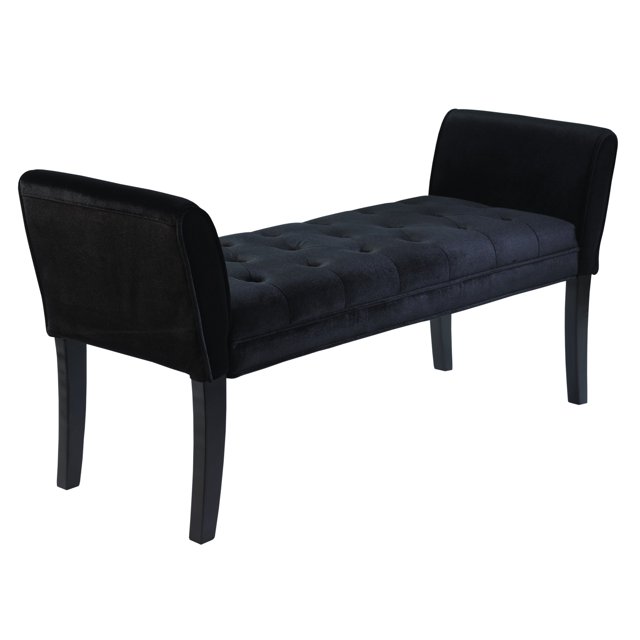 Armen Living Chatham Tufted Velvet Living Room Bench in Black