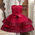 thumbnail image 4 of Birdeem Girls Summer New Sleeveless Ruffled Lace Round-Neck Embroidery Mesh Princess Bow Skirt, 4 of 12