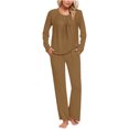 thumbnail image 2 of Timegard Womens Pajamas Sets Comfy Ruched Long Sleeve Round Neck Top and Pants Fall Loose Pjs Outfits, 2 of 6